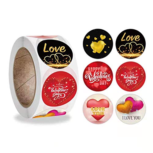 Pegatinas del Día de San Valentín Pegatinas Corazones Papel Etiquetas Adhesivas Stickers Decoración Cajas Sobres Bolsas Regalos Tarjetas Fiesta San Valentín Boda(500 PCS)