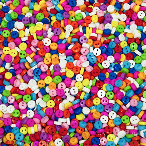 Pequeños, multicolor en miniatura Botones – Tamaño: 6 mm Redondo – Botones para muñecas y de plástico para manualidades, plástico, 1000 Stück