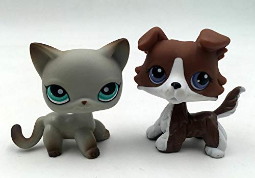 Pet Shop 2pcs/Lot Kid Toy Littlest Short Hair Gray Cat Collie Dog Pet Shop 2pcs/Lot Kid Toy Littlest Short Hair Gray Cat Collie Dog
