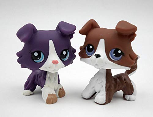 Pet Shop 2pcs/Lot Littlest LPS Purple & Brown Collie Dog Puppy