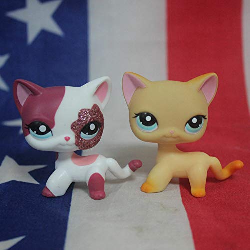 Pet Shop 2pcs/Lot Littlest Orange & Pink Short Hair Cat Kitty LPS#2291#339
