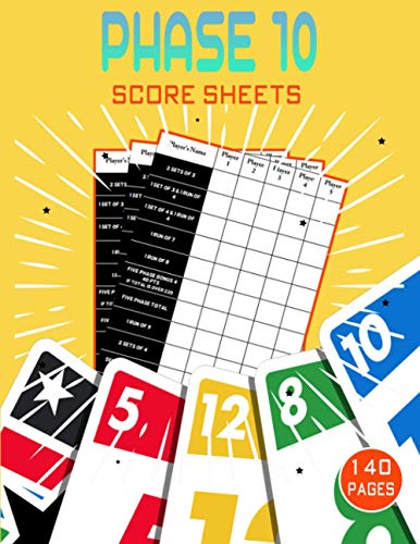 phase 10 score sheets: Phase Ten Game Record Keeper Book,Phase 10 Score Pad,Phase Ten Dice Game