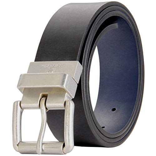 Pierre Cardin - Cinturón de piel para hombre, reversible, color negro y azul marino Negro 85