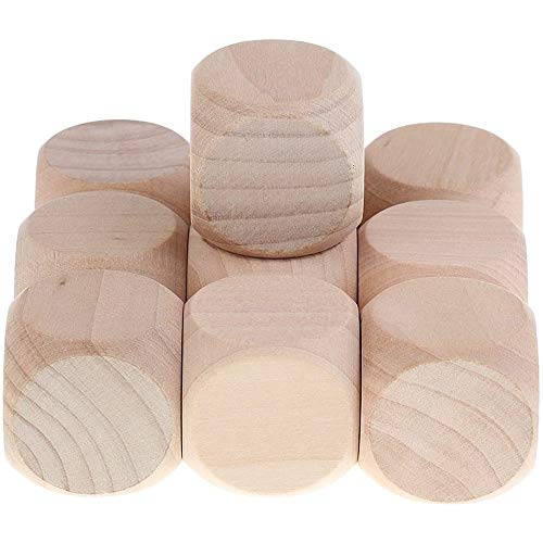 POFET 10pcs Dados en Blanco de Madera D6 Juego de Dados de 3 cm para decoración de Bricolaje y proyectos artesanales