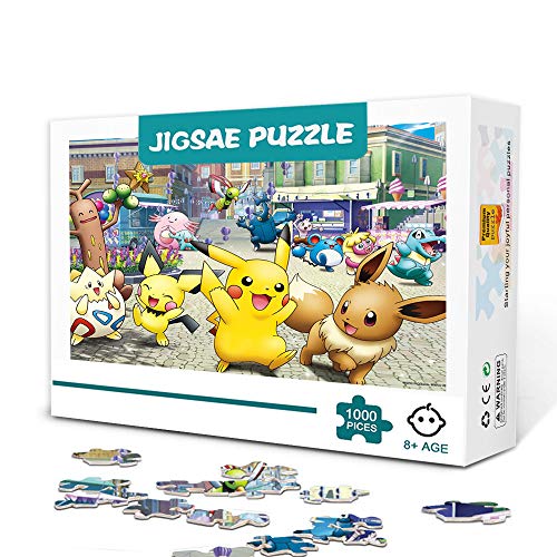 Pokemon family-1000 Piece Puzzle per adulti Gioco per famiglie in legno Antistress Difficile Challenge Puzzle per bambini Adulti 75x50 cm