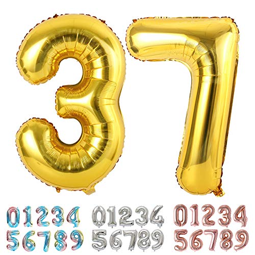 Ponmoo Foil Globo Número 37 73 Dorado, Gigante Numeros 0 1 2 3 4 5 6 7 8 9 10-19 20-29 30-39 40 50 60 70 80 90 100, Grande Globos para La Boda Aniversario, Globo de Cumpleaños Fiesta Decoración Ponmoo Foil Globo Número 37 73 Dorado, Gigante Numeros 0 1 2 3 4 5 6 7 8 9 10-19 20-29 30-39 40 50 60 70 80 90 100, Grande Globos para La Boda Aniversario, Globo de Cumpleaños Fiesta Decoración