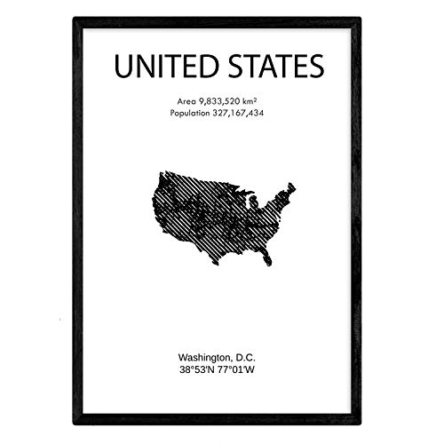 Poster de Estados Unidos. Láminas de paises y continentes del mundo. Tamaño A3