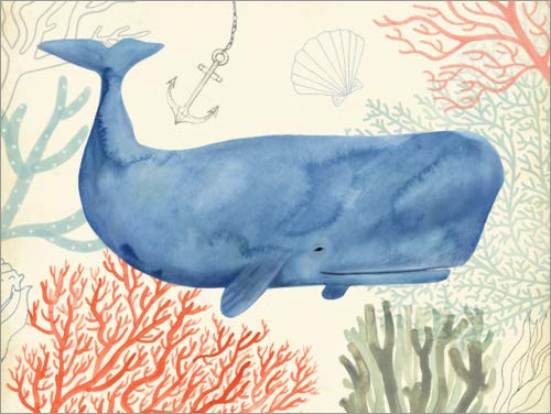 Posterlounge Cuadro de PVC 70 x 50 cm: Whale in The Underwater Forest de Victoria Borges/World Art Group