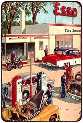 PotteLove Esso - Placa de Metal rústica con diseño de Mapa de la estación de Servicio de Gasolina (20 x 30 cm) PotteLove Esso - Placa de Metal rústica con diseño de Mapa de la estación de Servicio de Gasolina (20 x 30 cm)