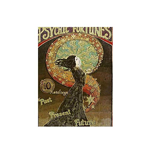 Psychic Fortunes Print Art Nouveau Gypsy Circus Giclee Lienzo Impresión Pagan Mythology Psychedelic Bohemia Diosa Poster50x60cm sin Marco