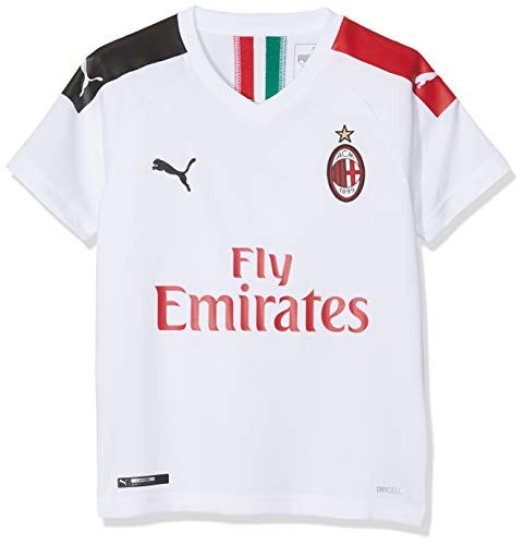 Puma AC Milan Temporada 2020/21-AWAY Shirt Replica SS Kids with Sponsor Logo Camiseta Segunda Equipación, Niño, White-Tango Red, 152