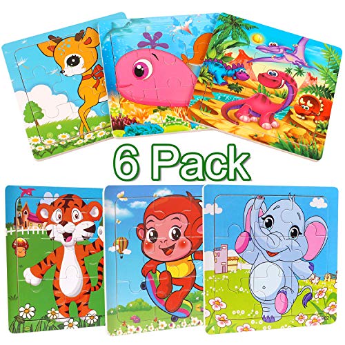 Puzzle madera animales, 9 piezas rompecabezas madera niños, include tigre, mono, elefante, venado, dinosaurio, ballena, regalo para niños((6 paquetes, 9 piezas) Puzzle madera animales, 9 piezas rompecabezas madera niños, include tigre, mono, elefante, venado, dinosaurio, ballena, regalo para niños((6 paquetes, 9 piezas)