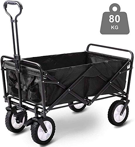 QIDOFAN carretilla Multifunción portátil carretillas de mano, carro plegable, capacidad de 80Kg, portátil carro de jardín con 4 ruedas y frenos de acero, carretilla, carro de tracción plegable Transpo QIDOFAN carretilla Multifunción portátil carretillas de mano, carro plegable, capacidad de 80Kg, portátil carro de jardín con 4 ruedas y frenos de acero, carretilla, carro de tracción plegable Transpo