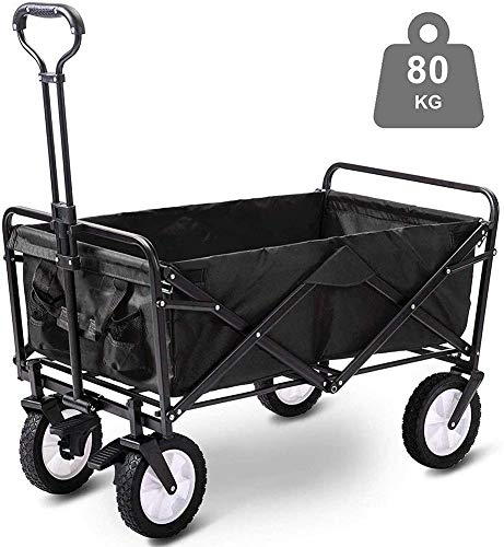 QIDOFAN carretilla Multifunción portátil carretillas de mano, carro plegable, capacidad de 80Kg, portátil carro de jardín con 4 ruedas y frenos de acero, carretilla, carro de tracción plegable Transpo