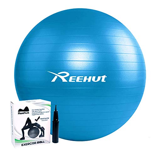 REEHUT Pelota de Ejercicio Anti-Burst para Yoga, Equilibrio, Fitness, Entrenamiento, incluidos Bomba y Manual de Usuario - Azul 65cm REEHUT Pelota de Ejercicio Anti-Burst para Yoga, Equilibrio, Fitness, Entrenamiento, incluidos Bomba y Manual de Usuario - Azul 65cm