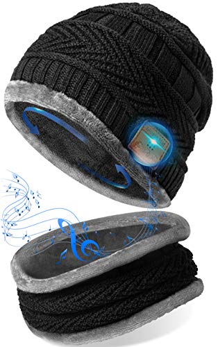 Regalos Originales Gorro Bluetooth Hombre - Regalos Navidad Originales Gorras Bluetooth Con Bufanda, Regalos Curiosos para Hombre Gorros Música Punto Sombreros Invierno Hombre Lavable Gorro Bluetooth