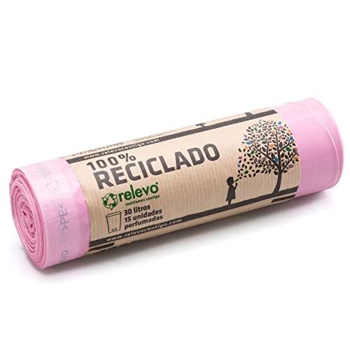 Relevo 100% Reciclado Bolsas Basura Perfumadas, extra resistentes 30 L, 15 bolsas Relevo 100% Reciclado Bolsas Basura Perfumadas, extra resistentes 30 L, 15 bolsas