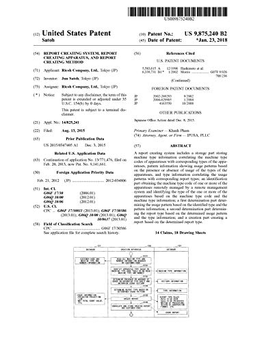 Report creating system, report creating apparatus, and report creating method: United States Patent 9875240 (English Edition)
