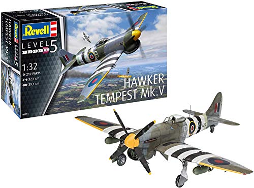 Revell- Hawker Tempest V Maqueta Fiel al Original para Expertos, Color Plateado (RV03851)