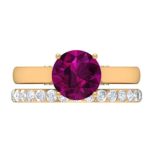 Rosec Jewels 18 quilates oro amarillo redonda round-brilliant-shape H-I Diamond rodolita
