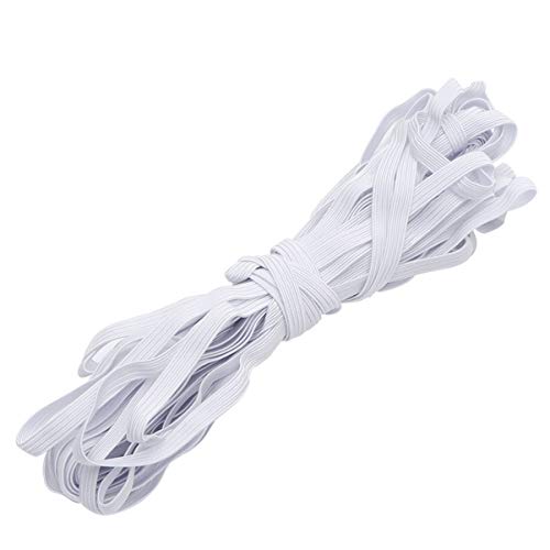 Rosenice - Cinta de goma elástica para pantalones, 10 m x 6 mm, color blanco Rosenice - Cinta de goma elástica para pantalones, 10 m x 6 mm, color blanco