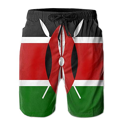 RROOT - Bañador para hombre, diseño de bandera de Kenia Blanco blanco Large RROOT - Bañador para hombre, diseño de bandera de Kenia Blanco blanco Large