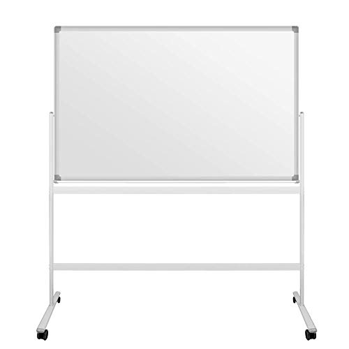 S SIENOC Pizarra blanca móvil de doble cara, 110 x 80 cm/Soporte de pizarra móvil Soporte giratorio de base giratoria ajustable giratoria de 360 ° ajustable para + soporte giratorio ajustable