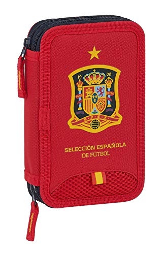 safta Estuche Escolar con 28 Útiles Incluidos de Selección Española de Fútbol, 125x40x195mm, rojo