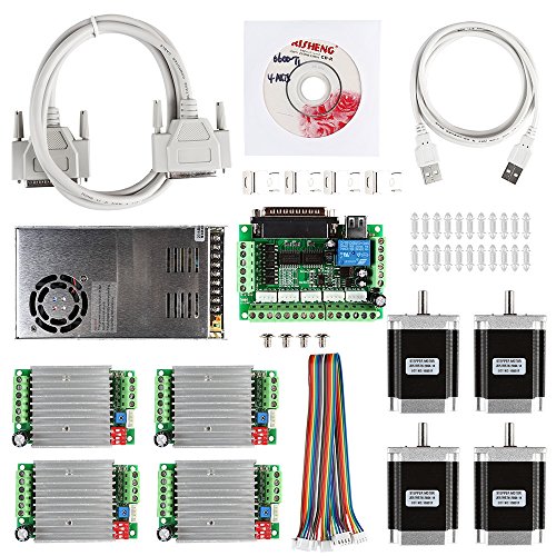 SainSmart Kit CNC de 4 ejes con controlador de motor TB6600, interfaz paralela, motor de paso a paso Nema23 270 Oz-in y fuente de alimentación de 24 V (Kit CNC 3). SainSmart Kit CNC de 4 ejes con controlador de motor TB6600, interfaz paralela, motor de paso a paso Nema23 270 Oz-in y fuente de alimentación de 24 V (Kit CNC 3).