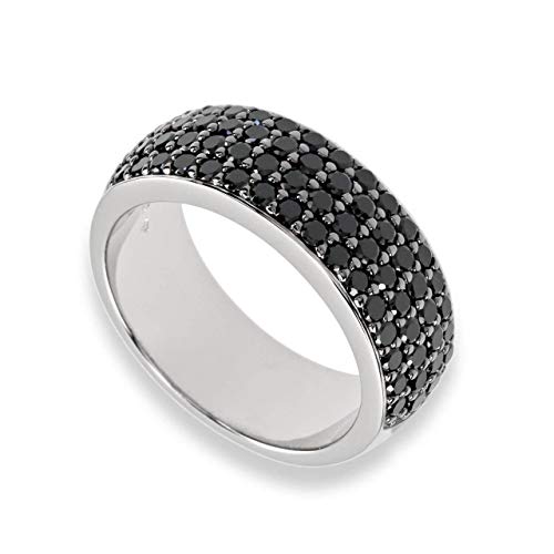Señorías-Band-anillo esterlina-Plata 925 rhodiniert circonios negro C063
