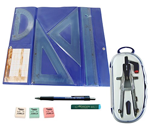 Serivan Pack Lote Estuche tecnic Juego de Regla 30 cm, escuadra, cartabón 25 cm + Bigotera, Adaptador Universal + Portaminas Edding P12 + Tubo 12 Minas Faber Castell 0.7 mm HB + Regalo Serivan Pack Lote Estuche tecnic Juego de Regla 30 cm, escuadra, cartabón 25 cm + Bigotera, Adaptador Universal + Portaminas Edding P12 + Tubo 12 Minas Faber Castell 0.7 mm HB + Regalo