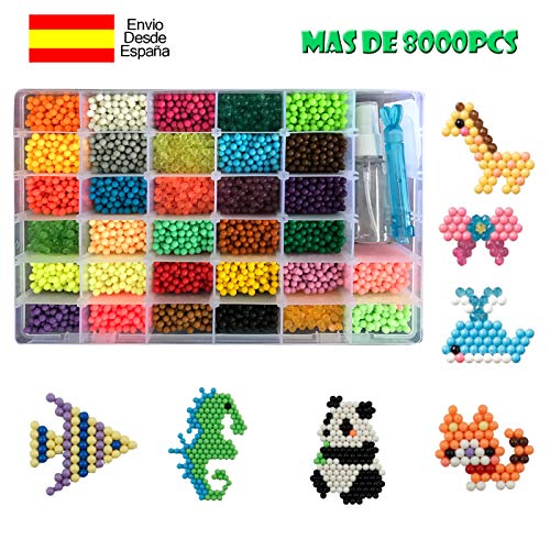 shafier Abalorios Cuentas de Agua 8000 Perlas 32 Colors/Hama Beads/para Niños DIY Artesanía Juguetes Educativos DIY