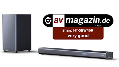 SHARP HT-SBW460, 3.1 Dolby Atmos- Barra de Sonido con Sonido Envolvente Virtual 3D y subwoofer inalámbrico, Bluetooth, Experiencia 4K, HDMI ARC/CEC, y Potencia Total de 440 W Color Negro