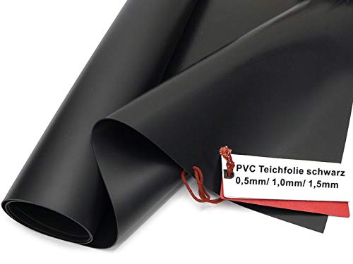 Sika Lámina de PVC para estanque, color negro, grosor: 0,5 mm/1,0 mm/1,5 mm (fabricado en Alemania, grosor de PVC 0,5 mm, 4 m x 5 m)