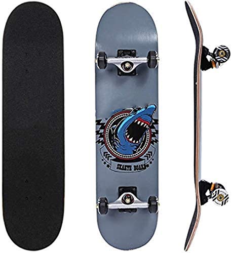 Skateboard Completo Grande de 79 x 20 cm, Cubierta de Arce Duro ABEC-9 de 8 Capas, con Ruedas de PU y monopatín de Crucero cóncavo, Apto para Adultos, Adolescentes Principiantes-Segundo