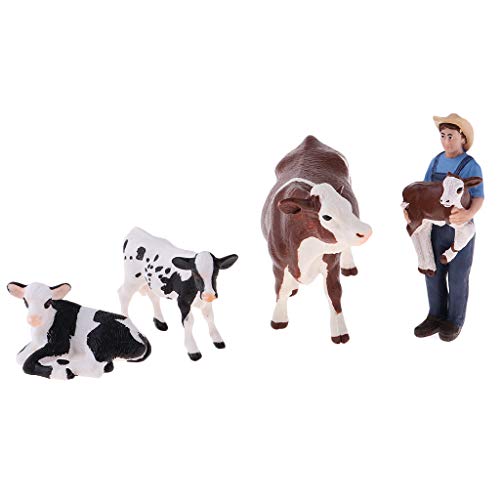 SM SunniMix Figuras de Vacas y Granjeros - Figuras de Juguete de Granja en Miniatura para Primeros de Torta, Proyectos para Niños, Accesorios de Diorama
