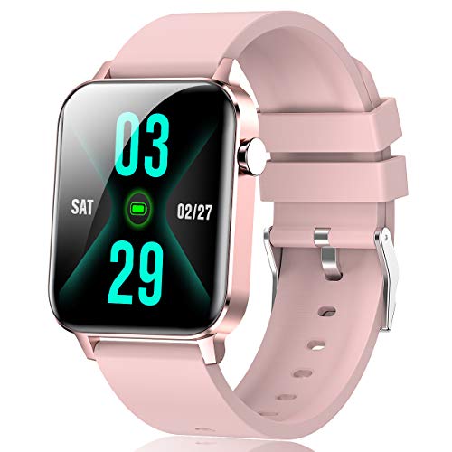 Smartwatch para Hombre y Mujer, Impermeable IP68 Reloj Inteligente con Pulsómetro Cronómetros Calorías Monitor de Sueño Podómetro Pulsera Actividad Inteligente Reloj deportivo para Android iOS (Rosa)