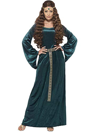 Smiffys Disfraz de sirvienta medieval, vestido y diadema, cuentos de la vieja Inglaterra, diversión seria, verde, 2X