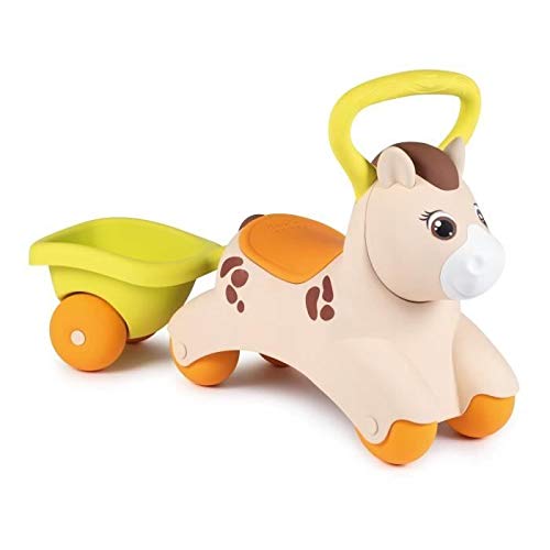 Smoby Baby Pony-Porteur Enfant 12 Mois-Remorque Incluse-Poignée de Transport Portador, Color Beige (7/721500)