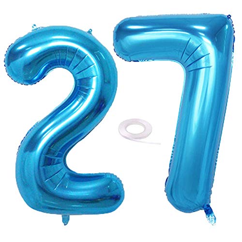 SNOWZAN - Globo de 27 cumpleaños decorativo, diseño de número 27 SNOWZAN - Globo de 27 cumpleaños decorativo, diseño de número 27