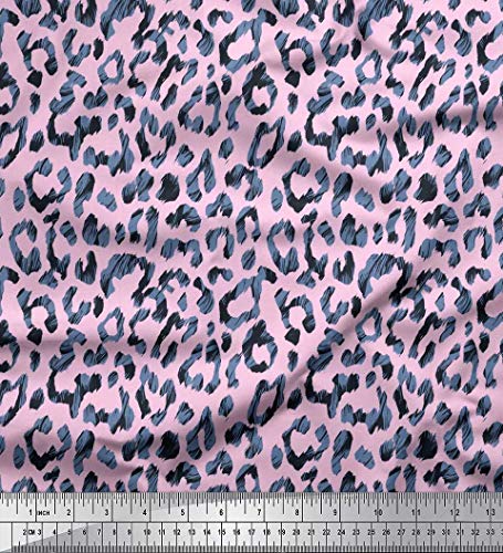 Soimoi Rosado Jersey de algodon Tela leopardo piel de animal tela estampada de costura de tela 58 Pulgadas de ancho