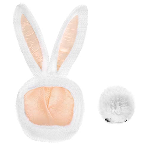 Sombrero de Conejito Sombrero de Capucha de Orejas de Conejo Felpa Divertido Lindo Traje de Cosplay de Mujeres de Pascua Sombrero Cálido Suave y Acogedor con Cola Redonda de Conejo, Blanco Sombrero de Conejito Sombrero de Capucha de Orejas de Conejo Felpa Divertido Lindo Traje de Cosplay de Mujeres de Pascua Sombrero Cálido Suave y Acogedor con Cola Redonda de Conejo, Blanco
