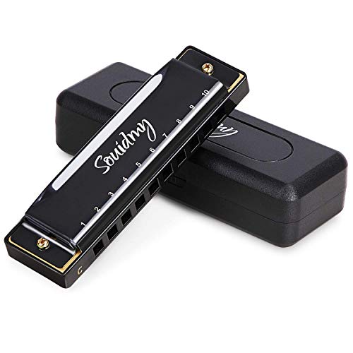 Souidmy Armonica Diatonica, Blues Harmonica, Con 10 Agujeros 20 Tonos, Mayor C, Estructura de Placa de 0,8mm, Cubierta de Acero Inoxidable, Para Niños y Principiantes (Color Negro) Souidmy Armonica Diatonica, Blues Harmonica, Con 10 Agujeros 20 Tonos, Mayor C, Estructura de Placa de 0,8mm, Cubierta de Acero Inoxidable, Para Niños y Principiantes (Color Negro)