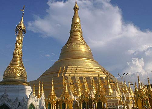 SPLENDIDWIND Regalo Creativo Rompecabezas de Madera 1000 Piezas Descompresión para Adultos Niños benefician Inteligencia Dibujos Animados Anime Juguetes-Pagoda Paya Shwedagon, Yangon, Myanmar