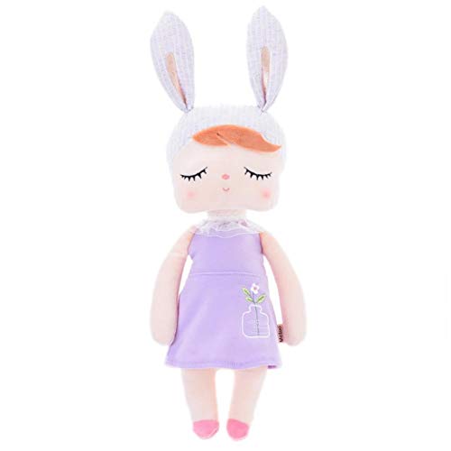 Sponsi MeToo Doll Angela Vintage Super Soft Plush Stuffed Bunny Doll, con Tetera, Pudín, Bicicleta, Patrones De Falda Púrpura/Gran Regalo para La Niña. Latest