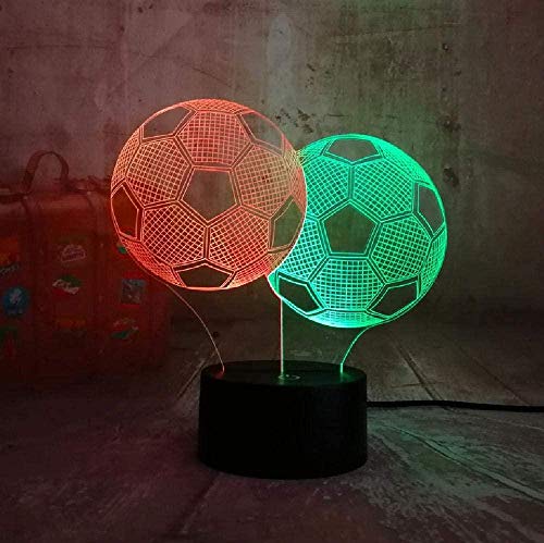 Sports Style Two Football Soccer 3D Led Night Light Double Mixed Dual Colors Kid Gift Home Decor Lustre Lámpara de mesa Multicolor