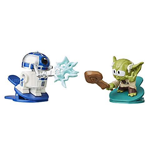 Star Wars Battle Bobblers R2-D2 Vs Yoda Figura de acción de Batalla Clippable, Paquete de 2, Juguetes para niños a Partir de 4 años