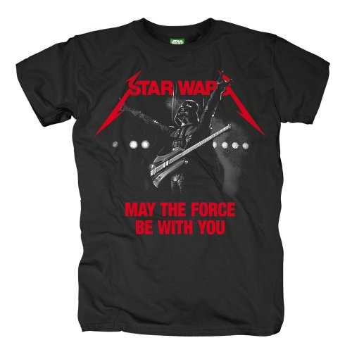 Star Wars Wars metal camiseta de Darth Vader de Star Wars diseño grande logotipo negro - XXL