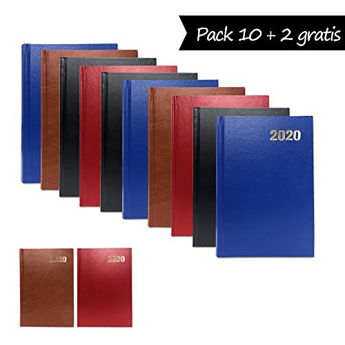 Starplast, Pack 10 Agendas 2020, Agenda 2020 Semana vista, Tapa Dura en Balacrón, 3 x Cada Color, A5, 21 cm x 15 cm, con Información y Planning, Fin de Semana.