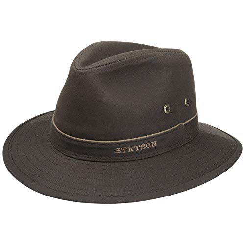 Stetson Traveller Waxed Cotton Avasun Mujer/Hombre - Sombrero de Tela Outdoor algodón con Ribete Verano/Invierno - XL (60-61 cm) marrón Oscuro